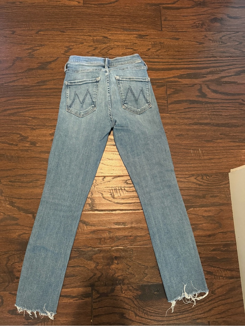 MOTHER Light Blue Straight-Leg Jeans with Raw Hem